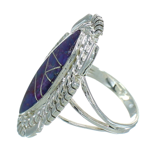 Sterling Silver Magenta Turquoise Inlay Jewelry Ring Size 8-1/4 RX86827