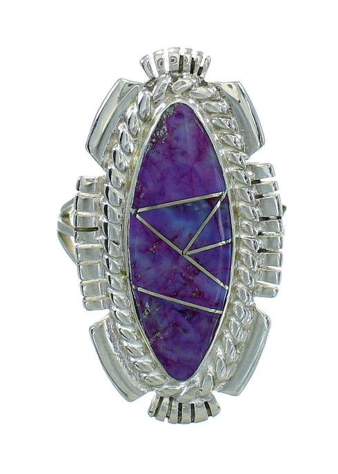 Authentic Sterling Silver Magenta Turquoise Inlay Ring Size 6-1/4 RX86832