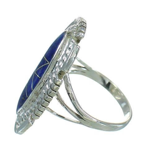 Sterling Silver Lapis Inlay Southwest Jewelry Ring Size 7-1/2 RX86894