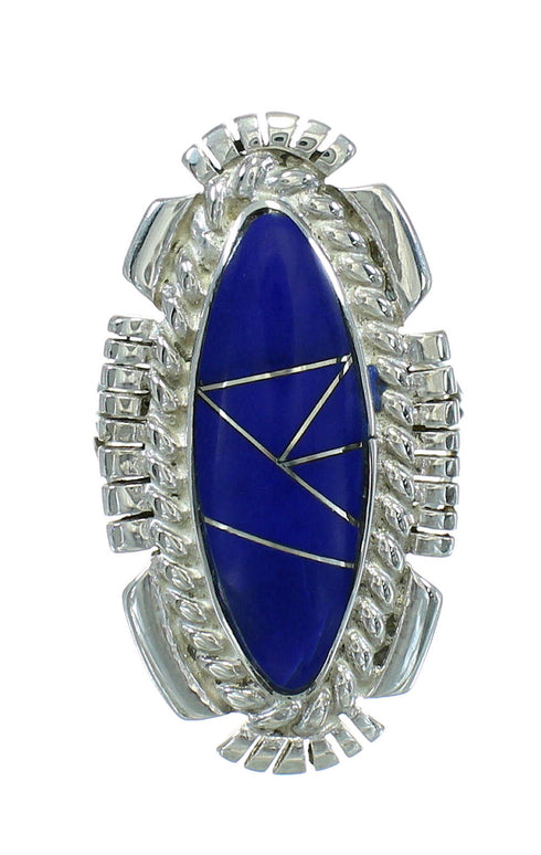 Genuine Sterling Silver Lapis Inlay Ring Size 5 RX86911