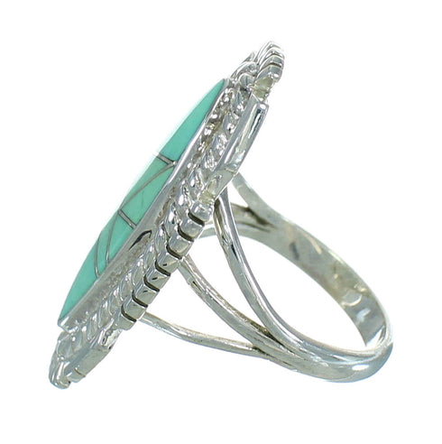 Sterling Silver Turquoise Inlay Jewelry Ring Size 6-3/4 RX87021