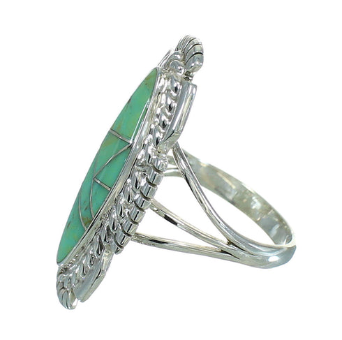 Turquoise And Genuine Sterling Silver Jewelry Ring Size 6-3/4 RX87056