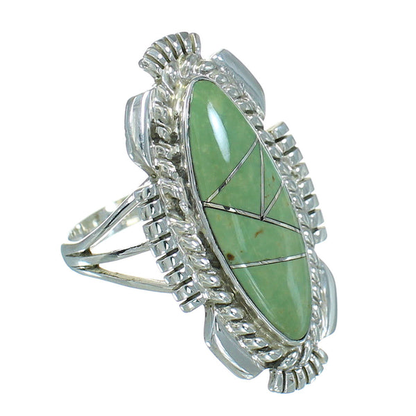 Southwestern Turquoise Inlay Sterling Silver Ring Size 5-1/4 RX87060