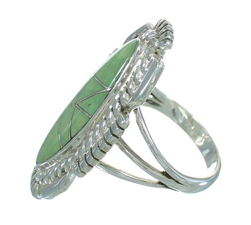 Southwestern Turquoise Inlay Sterling Silver Ring Size 5-1/4 RX87060