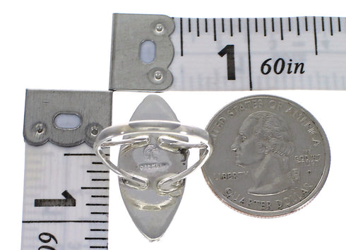 Turquoise Inlay Genuine Sterling Silver Southwest Ring Size 5-1/4 AX87983