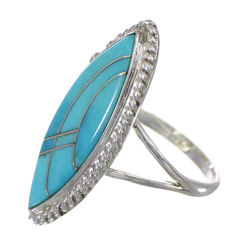 Authentic Sterling Silver Turquoise Ring Size 6-3/4 FX93577