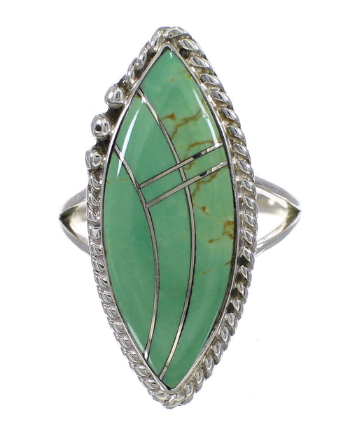 Silver Jewelry Turquoise Inlay Ring Size 7 AX88625