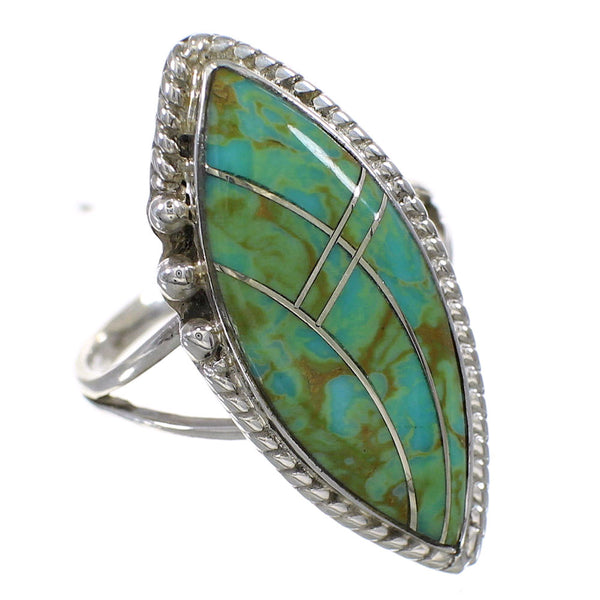 Southwest Silver Jewelry Turquoise Inlay Ring Size 5-1/4 AX88626