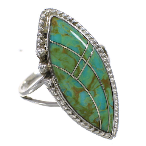 Sterling Silver Turquoise Inlay Ring Size 8-1/2 AX88641