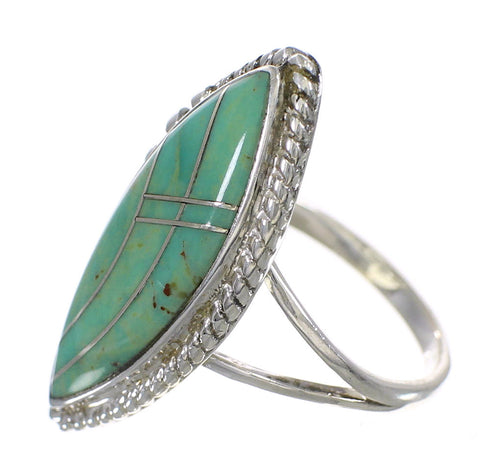 Turquoise Inlay Genuine Sterling Silver Ring Size 7 AX88647