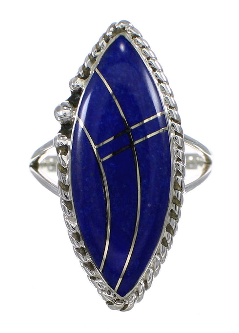 Authentic Sterling Silver Lapis Southwestern Ring Size 6-3/4 YX87890