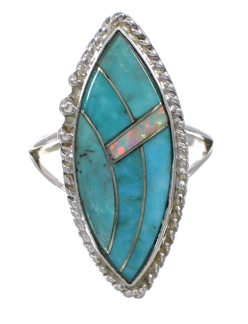 Turquoise Opal Genuine Sterling Silver Southwestern Ring Size 7-1/4 YX87902