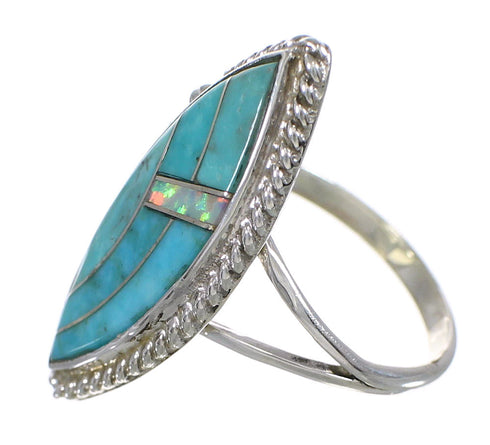 Turquoise Opal Genuine Sterling Silver Southwestern Ring Size 7-1/4 YX87902