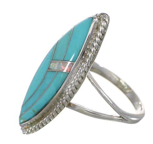 Silver Turquoise Opal Southwestern Ring Size 6-1/4 YX87915