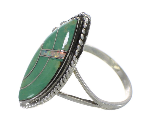 Southwest Turquoise Opal Authentic Sterling Silver Ring Size 4-3/4 YX88834