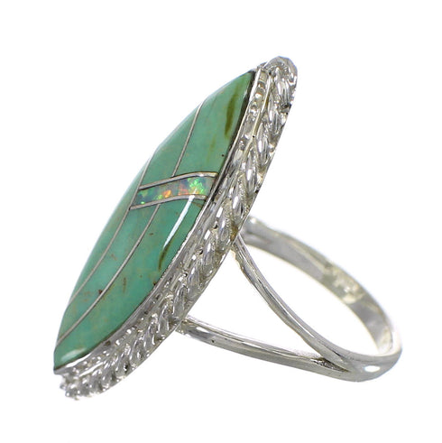 Southwest Turquoise Opal And Sterling Silver Ring Size 7-1/4 YX88838
