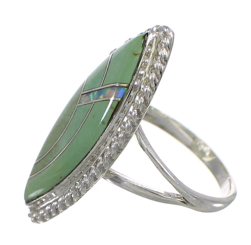 Southwestern Turquoise Opal And Genuine Sterling Silver Ring Size 6-1/4 YX88841