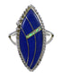 Lapis And Opal Inlay Sterling Silver Southwest Ring Size 6-1/2 AX87836