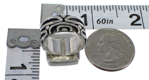 Magenta Turquoise Inlay Silver Ring Size 6-1/2 AX88661