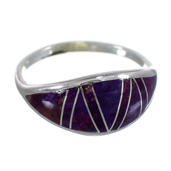 Silver Magenta Turquoise Inlay Ring Size 6-1/4 AX88715