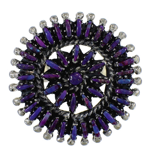 Magenta Turquoise Needlepoint Southwest Siver Ring Size 7-1/2 AX88750