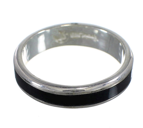 Jet Inlay Genuine Sterling Silver Ring Size 4-3/4 AX88999
