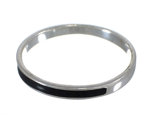 Silver Southwest Jet Inlay Stackable Ring Size 6-3/4 AX89040