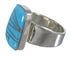 Turquoise Inlay Sterling Silver Southwest Ring Size 7-1/2 AX88016