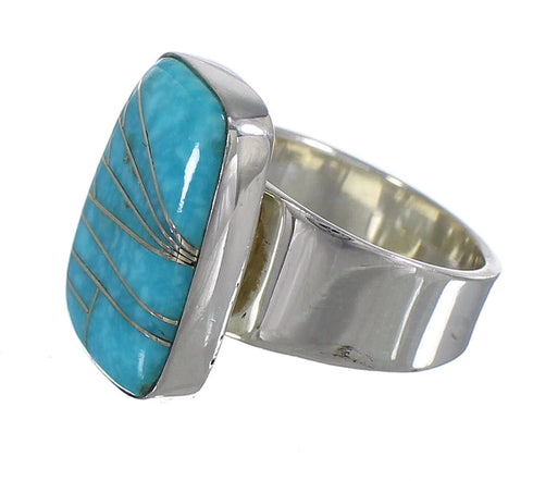 Turquoise Genuine Sterling Silver Southwestern Ring Size 5-1/2 AX88021