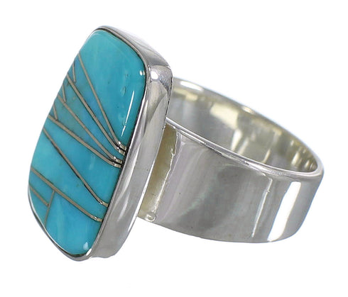 Silver Southwest Turquoise Ring Size 4-3/4 AX88027