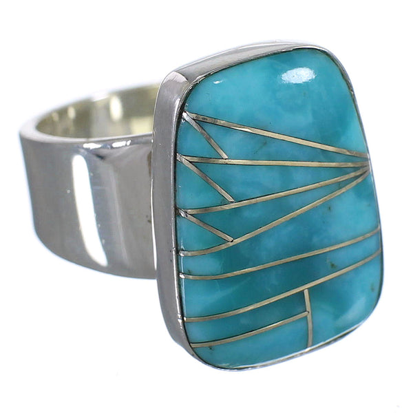 Sterling Silver Southwest Turquoise Ring Size 6-1/2 AX88040