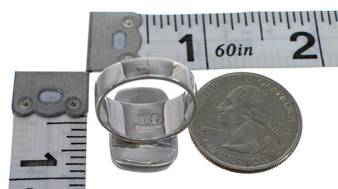 Sterling Silver Southwestern Turquoise Inlay Ring Size 4-3/4 AX88036