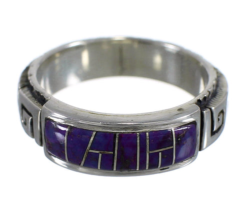 Sterling Silver Magenta Turquoise Inlay Water Wave Ring Size 5-1/2 FX92183