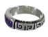 Sterling Silver Magenta Turquoise Inlay Water Wave Ring Size 5-1/2 FX92183