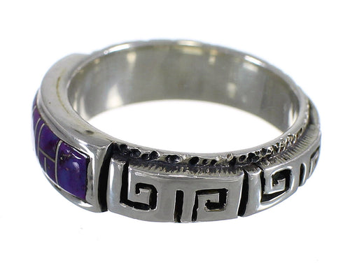 Southwest Magenta Turquoise Sterling Silver Water Wave Ring Size 6-3/4 FX92189