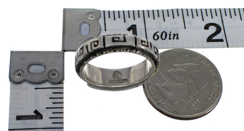 Sterling Silver Magenta Turquoise Inlay Water Wave Ring Size 5-1/2 FX92183