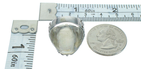 Authentic Sterling Silver Flower Turquoise Jewelry Ring Size 7-1/2 RX87403