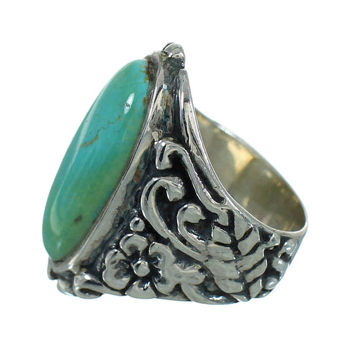 Turquoise And Genuine Sterling Silver Flower Ring Size 4-3/4 RX87405