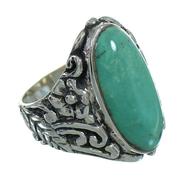 Southwest Sterling Silver And Turquoise Flower Ring Size 7-1/2 RX87410