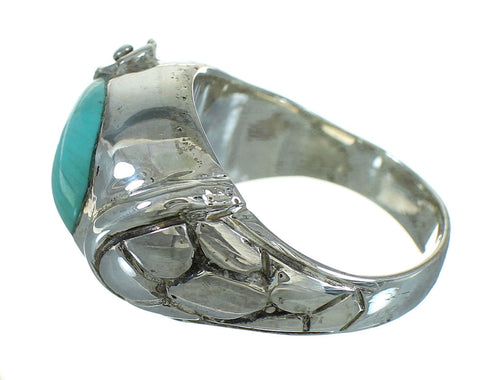 Authentic Sterling Silver Turquoise Flower Southwest Jewelry Ring Size 7-3/4 RX87683