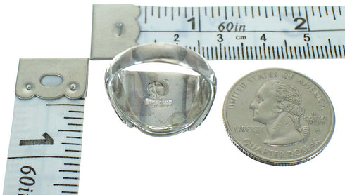 Authentic Sterling Silver Turquoise Flower Southwest Jewelry Ring Size 7-3/4 RX87683