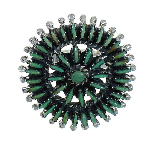 Turquoise Genuine Sterling Silver Southwestern Needlepoint Ring Size 8-3/4 QX87046