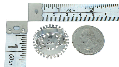 Turquoise Genuine Sterling Silver Southwest Needlepoint Ring Size 8-1/2 QX87042