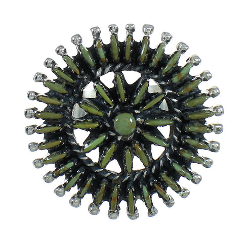 Turquoise Southwestern Authentic Sterling Silver Needlepoint Ring Size 6-3/4 QX87059