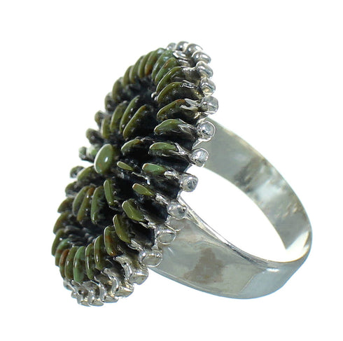 Turquoise Southwestern Authentic Sterling Silver Needlepoint Ring Size 6-3/4 QX87059