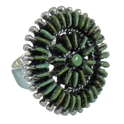 Silver Southwest Turquoise Needlepoint Ring Size 6-3/4 QX87078