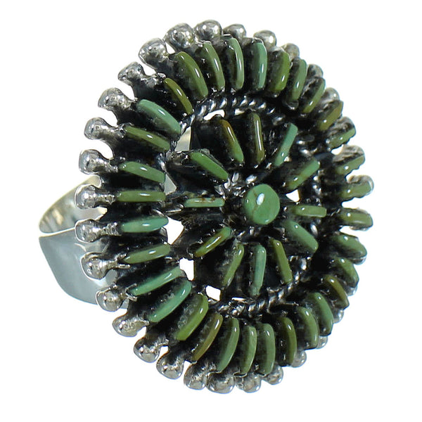 Silver Southwest Turquoise Needlepoint Ring Size 6-3/4 QX87078