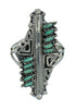 Turquoise Southwestern Silver Water Wave Needlepoint Ring Size 6-1/4 QX87109