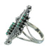 Turquoise Southwestern Silver Water Wave Needlepoint Ring Size 6-1/4 QX87109