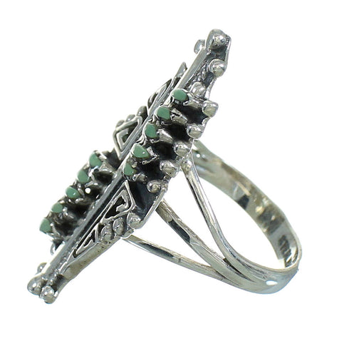 Turquoise Southwest Sterling Silver Water Wave Needlepoint Ring Size 4-1/2 QX87112